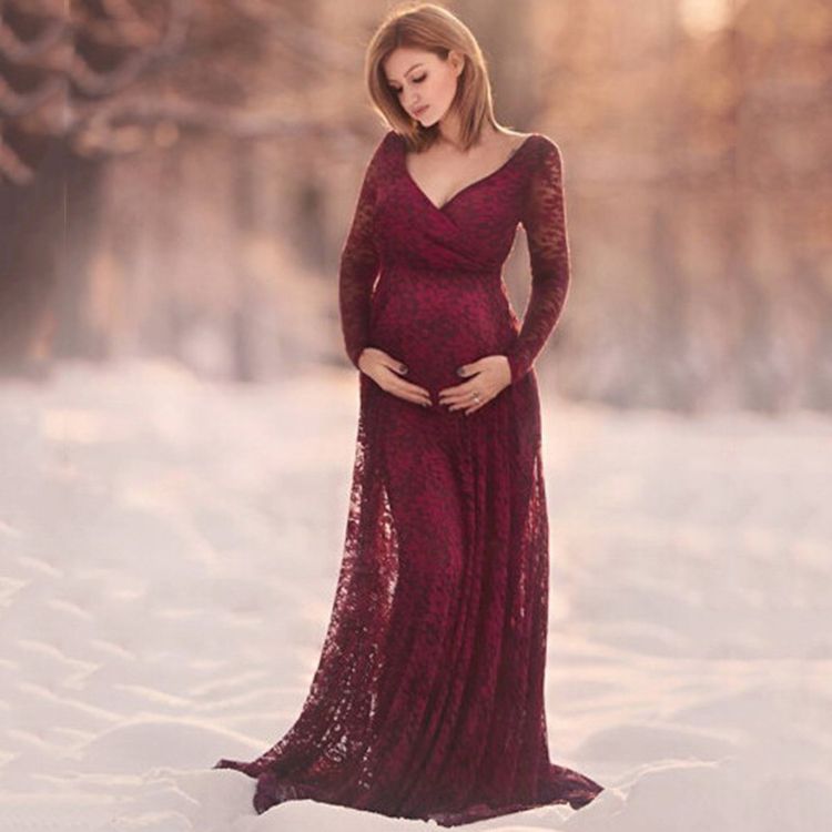 Vestido De Las De Maternidad Accesorios Fotografía De Encaje Ropa Del Embarazo Vestidos De Maternidad Elegante Para Embarazadas Photo Shoot Cloth Plus Vino Blanco De 28,07 € | DHgate