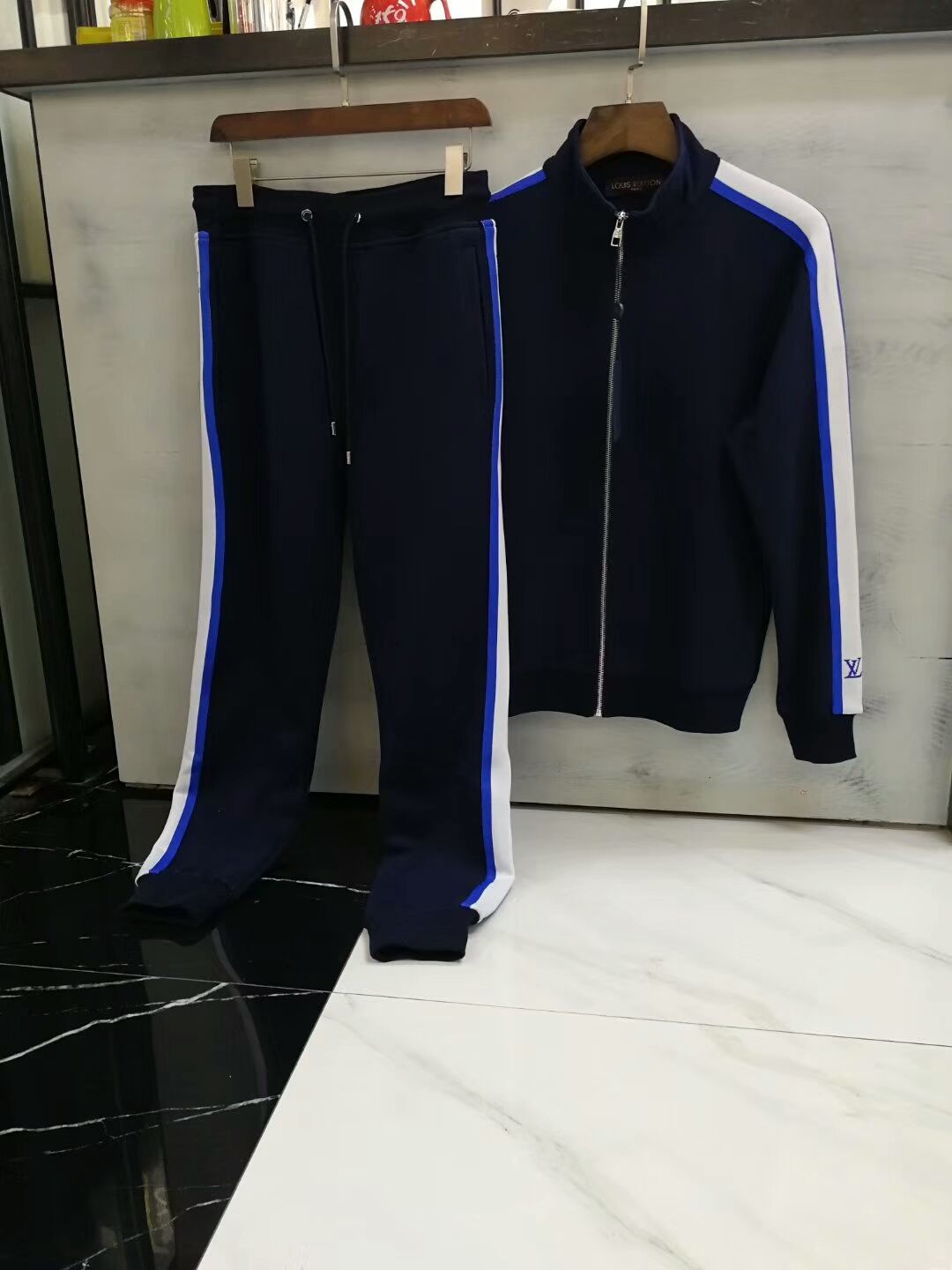 Discount 2018 New Men Luxury Designer Tracksuit~hit Color Ribbon ...