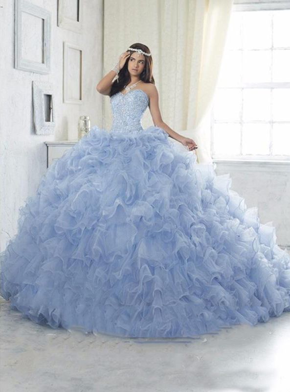 quinceanera dresses light blue puffy