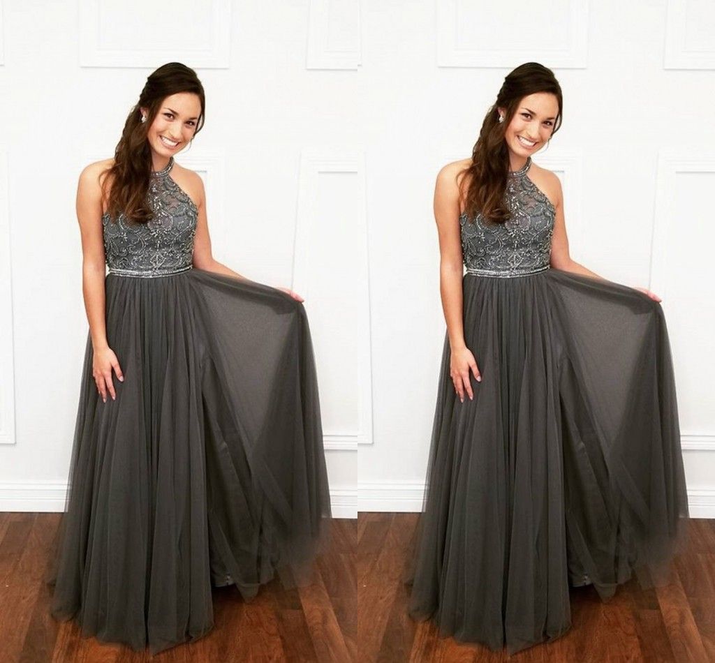 dark gray long gown