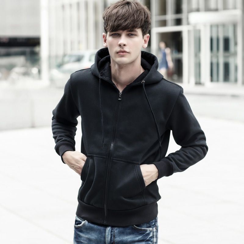 black zip up hoodie mens