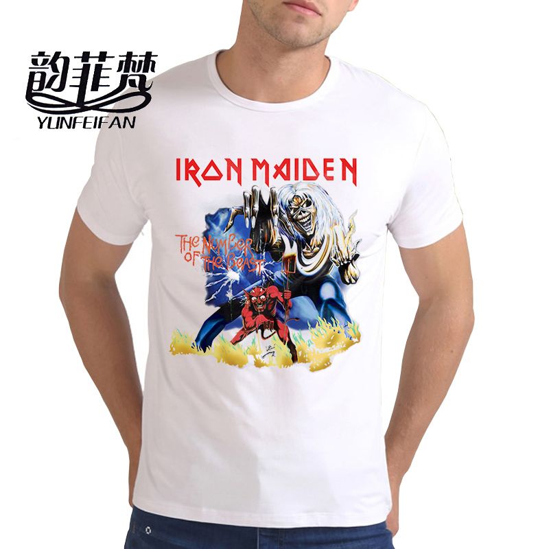 iron maiden white t shirt