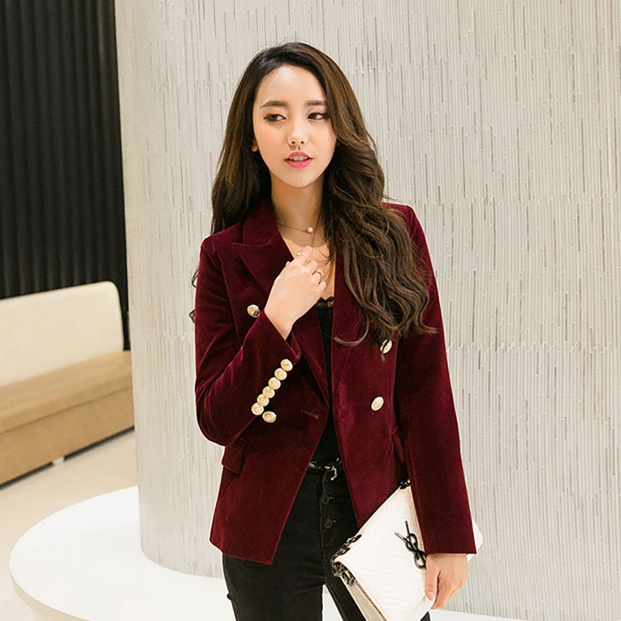 red crushed velvet blazer