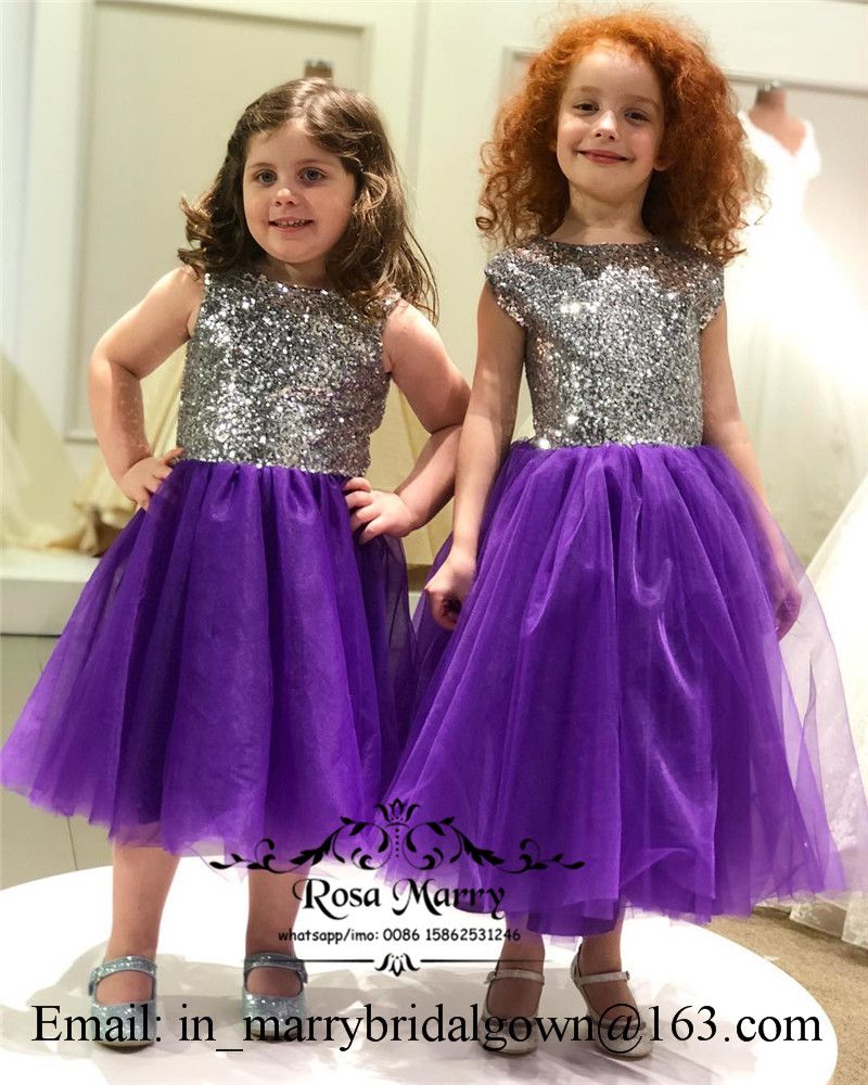 purple flower girl dresses cheap