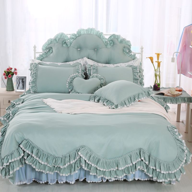 Korean Ruffles Luxury Bedding Sets Twin Queen King Size 4 6