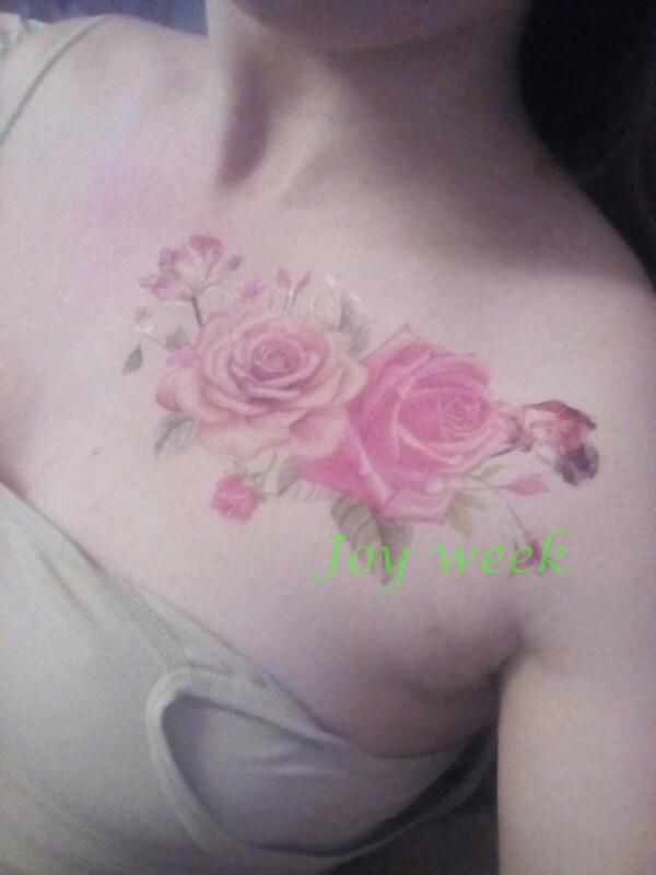 Acheter Autocollant De Tatouage Temporaire étanche Taille Bras Clavicule Sexy Rose Fleur Autocollants De Tatouage Flash Tatoo Faux Tatouages Pour