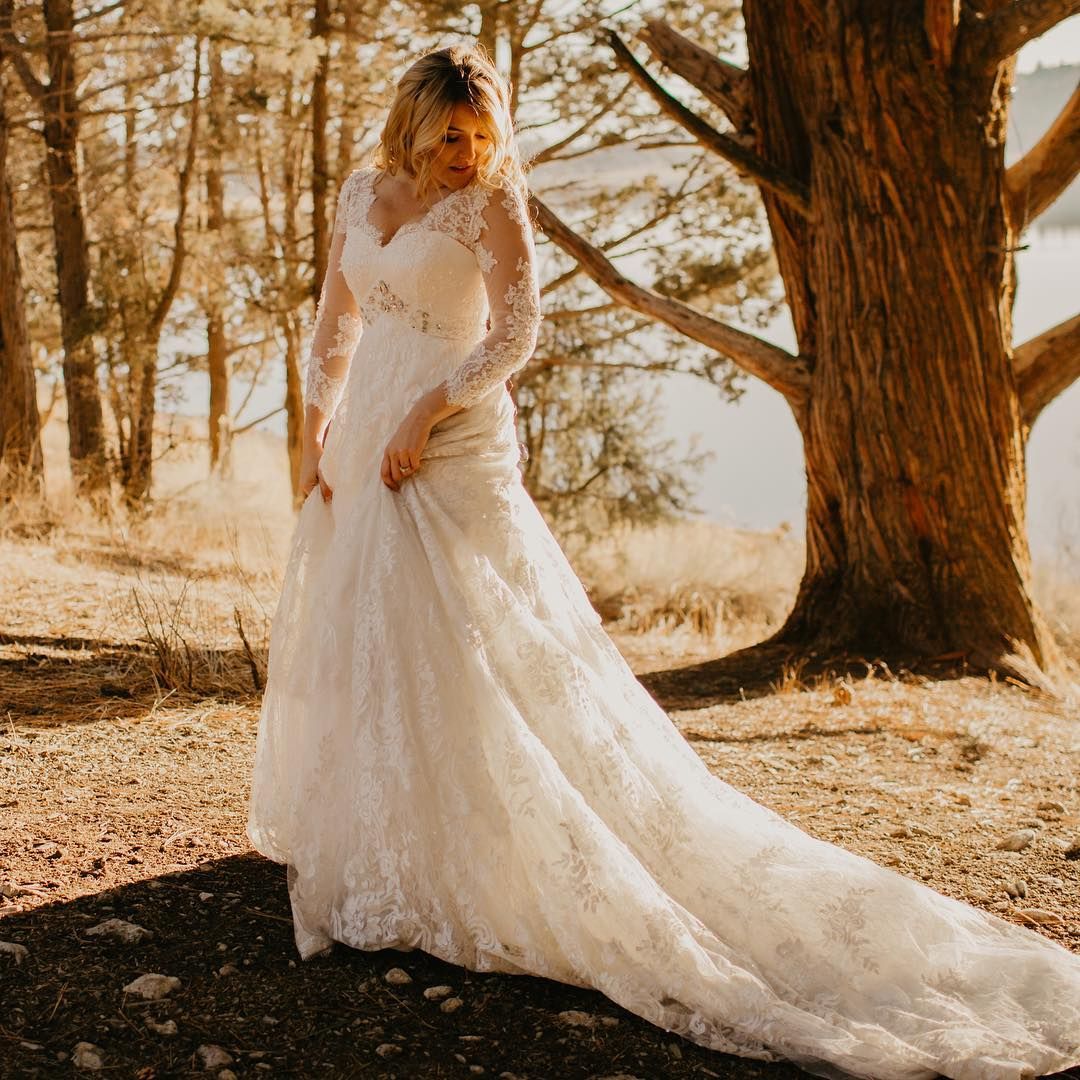 Discount Plus Size Country Style Lace Wedding Dresses Appliques Long