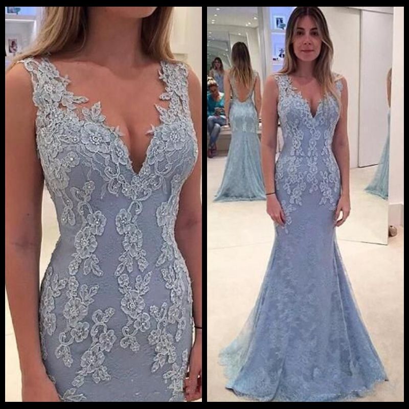 vestito celeste lungo