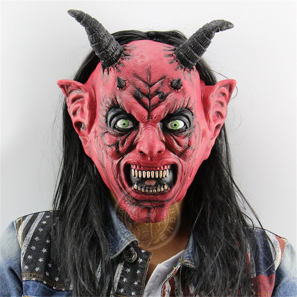 HALLOWEEN STRETCH FACE HEAD SCARY MASK HORROR ZOMBIE DEVIL FANCY PARTY COSTUME 