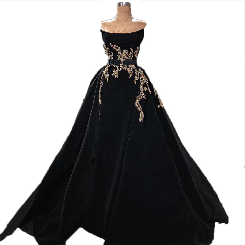 black and golden gown designs