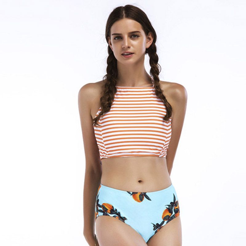 high neck swim tops