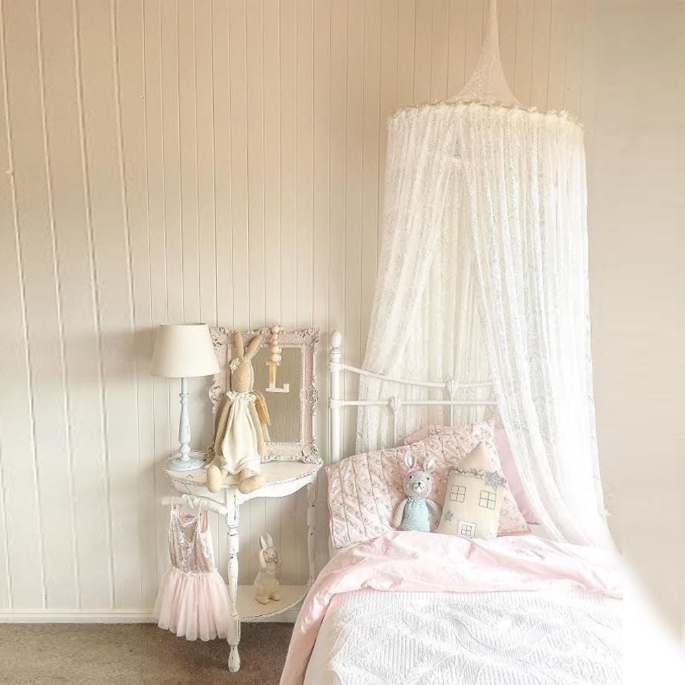 Nordic Lace Baby Princess Dome Canopy Bed Curtains Round Room