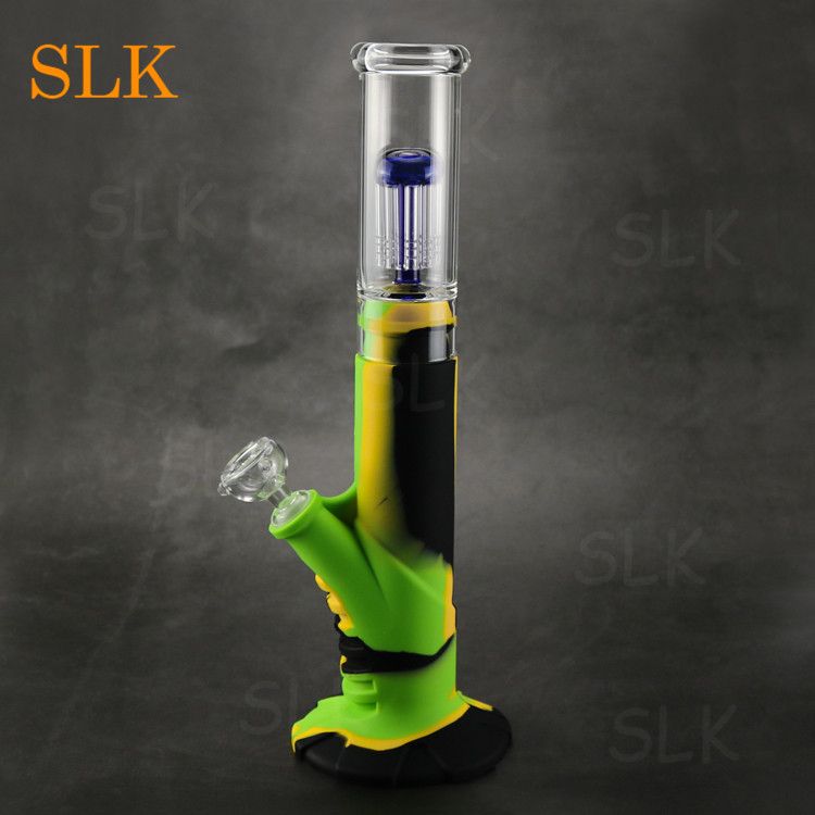 2021 Electric Smoking Pipes Silicone Bong 14 Inch Tall Percolator Glass Dab Rig Collapsible