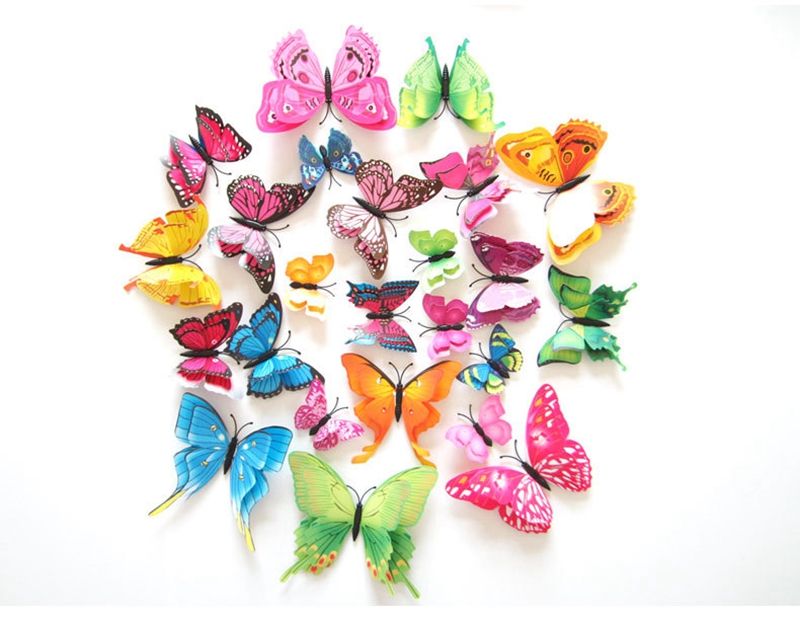 P/úrpura 12 Piezas Mariposa Pegatinas De Pared Etiquetas Engomadas,3D Mariposas Decorativos Adhesivos Murales Para Ni/ños Habitaci/ón Y Sala De Chicas