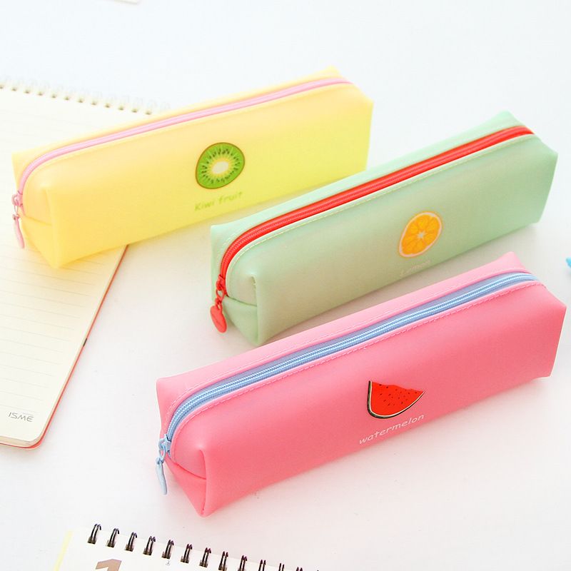 Cartoon Cute Fruit Pencil case Stationery Bags Silicone Pen Box School Supplies