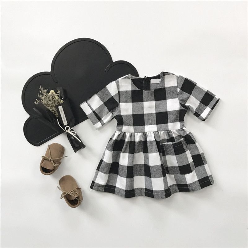 baby girl black and white plaid dress