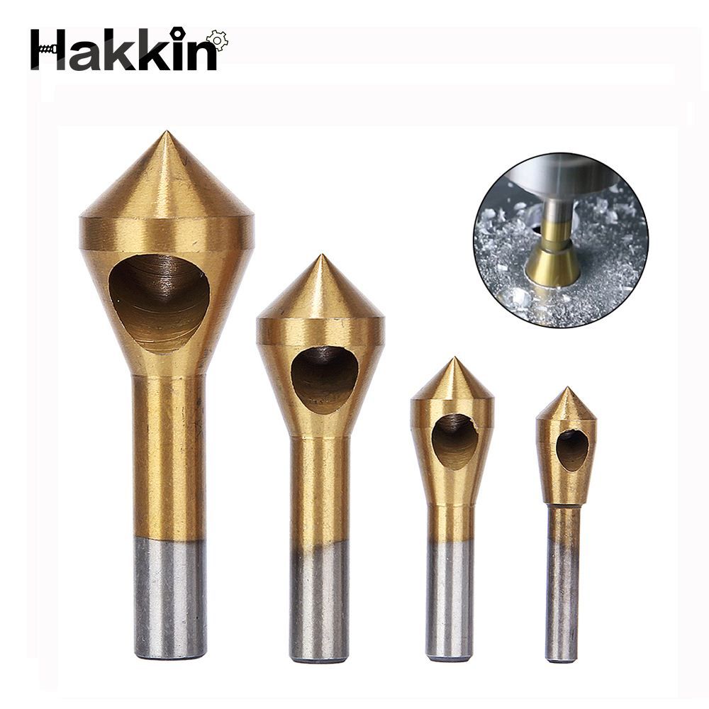 4Pcs HSS Titanium Coated Countersink/&Deburring Tool Set Wood Metal Drill Bit UK