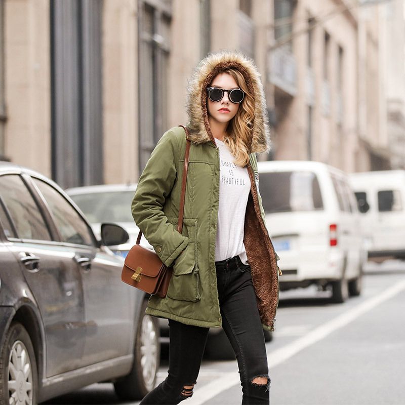 Compra Chaqueta De Algodón Para Mujer, Gorro De Invierno, Manga Larga, Pelo  De Cordero, Estilo Medio Y Largo, Chaqueta De Algodón Para Mujer, Chaqueta  Femenina De Gran Tamaño Negra Barato | Entrega