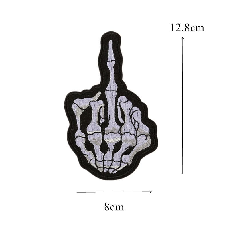 Embroidered Black Middle Finger Patch Badge Iron Sew On T Shirt Jeans Bag Jacket