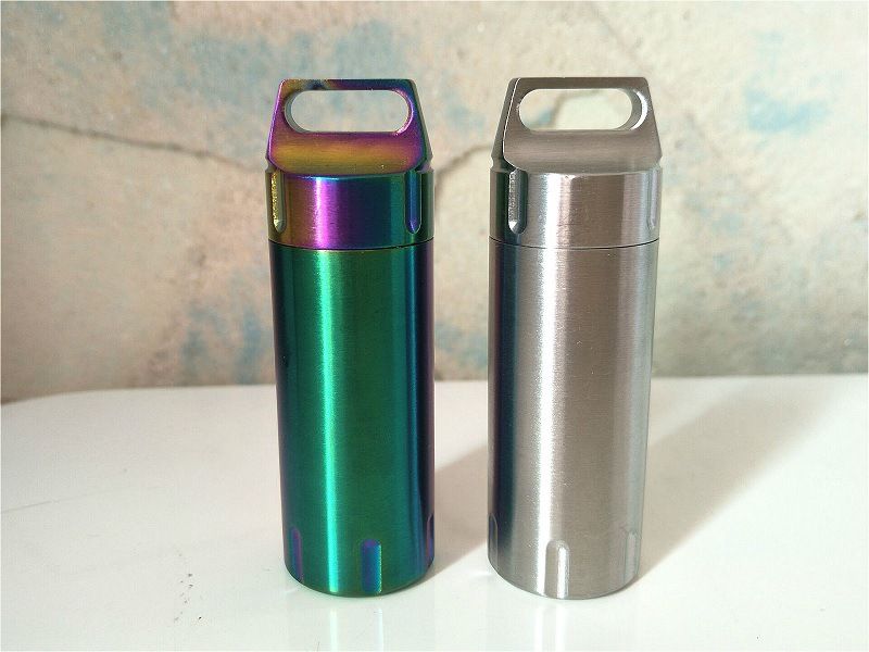 iB/àste Botella de Sello de c/ápsula de Acero Inoxidable Impermeable Mini EDC Caja de p/íldoras de Supervivencia Contenedor C/ápsula de p/íldora Botella Tanque Caja para Viajes al Aire Libre