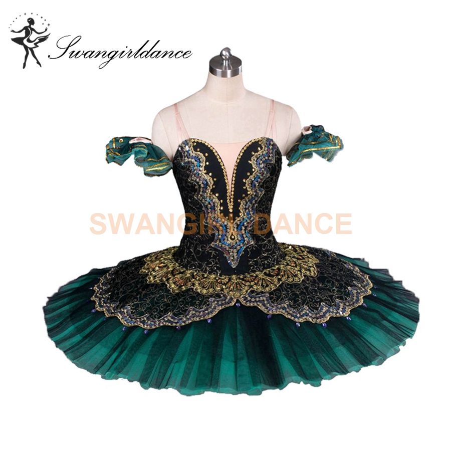 Adult Ballet Pancake Platter Tutu Skirt Dance Dress White Golden Ballet Costume