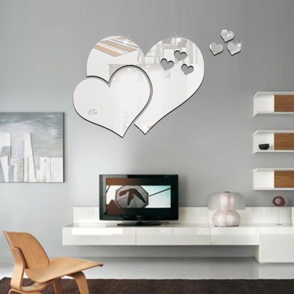 3D Love Hearts Art Mirror Wall Sticker DIY Home Room Mural Decor Removable  GA