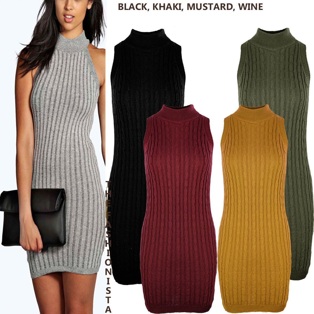 black sleeveless knit dress
