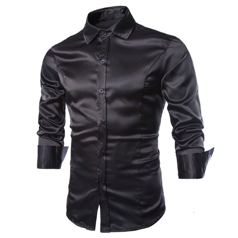 Compre Alta Calidad De Imitación De Seda Camisa De Satén Hombres Chemise Homme Casual Manga Larga Slim Fit Para Hombre Camisas De Vestir Ropa Masculina A 12,41 € Del Tuhua | DHgate.Com