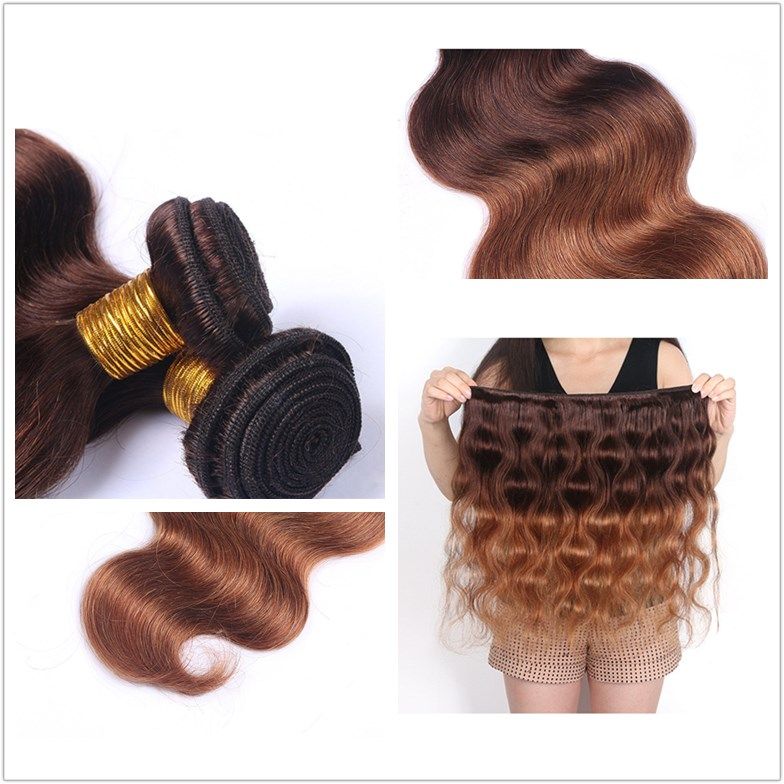 Zhifan Real Hair Extensions Dark Blonde Ombre Human Hair For
