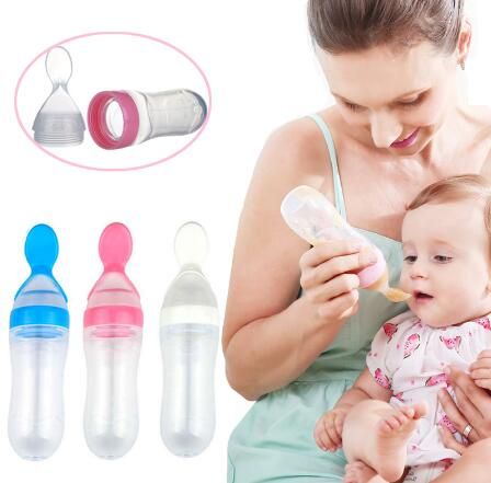 90ml New Silicone Baby Spoon Boon Training Scoop Feeding Rice