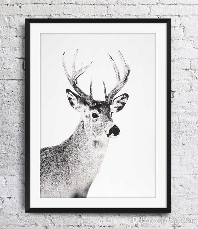 2020 Grey Deer Art Poster Minimalism Aniamls Wall Decor Pictures Painting Home Decor Poster Canvas Unframe 16 24 36 47 Inches From Kapalian 11 65 Dhgate Com