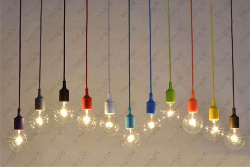 Hot Art Decor Silicone Pendant Lamp Ceiling Light Bulb Holder Hanging Lighting Fixture Base Socket Modern Silica Gel Retro Colorful E27 Decorative