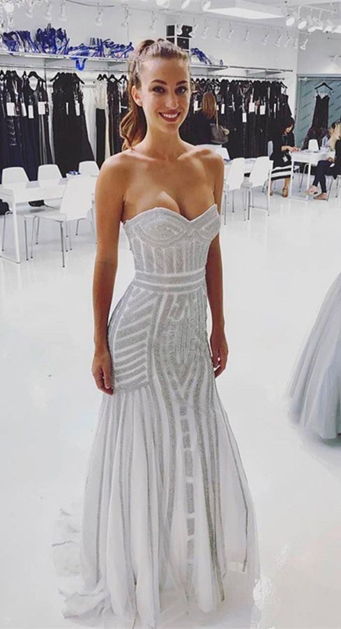 white with silver dress