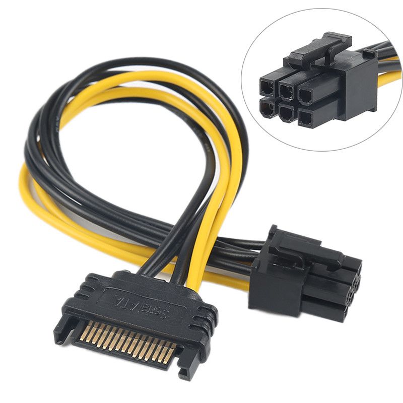 15pin SATA Power to 6pin PCIe PCI-e PCI Express Adapter Cable For Video Card