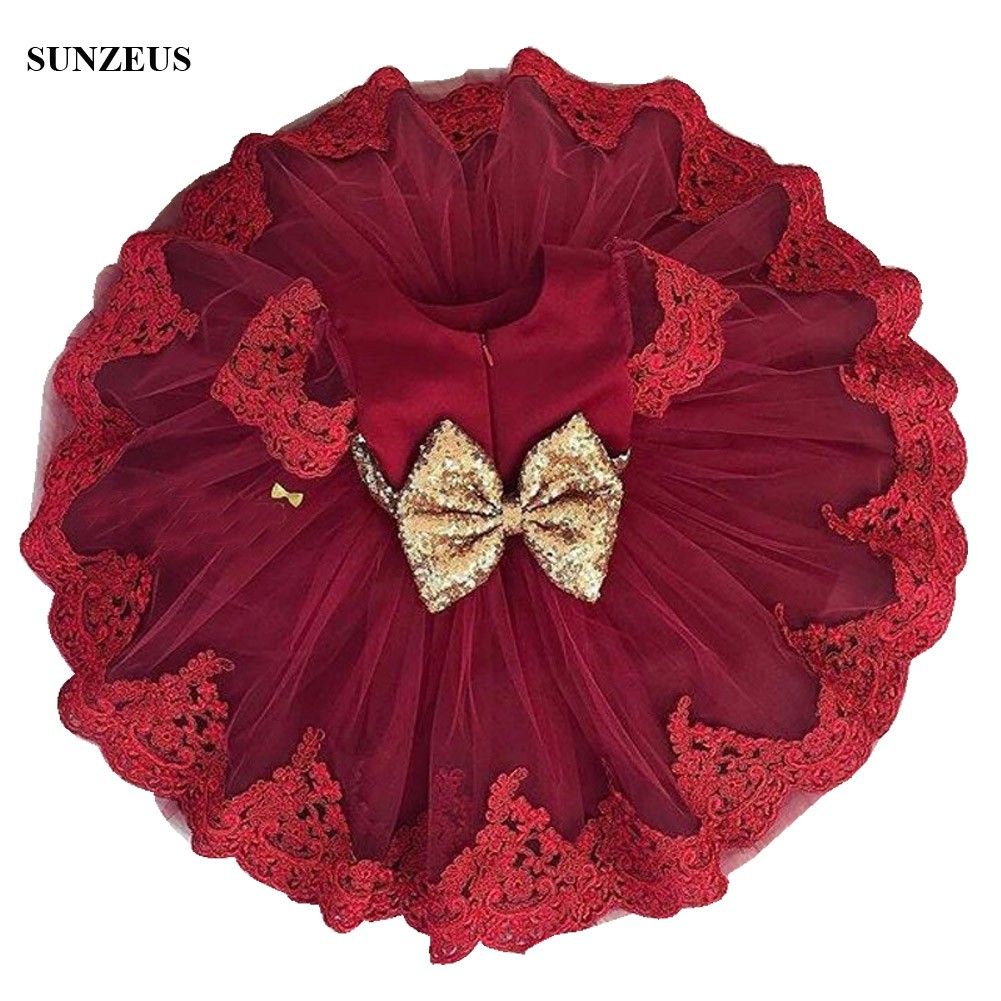 gold and burgundy flower girl dresses