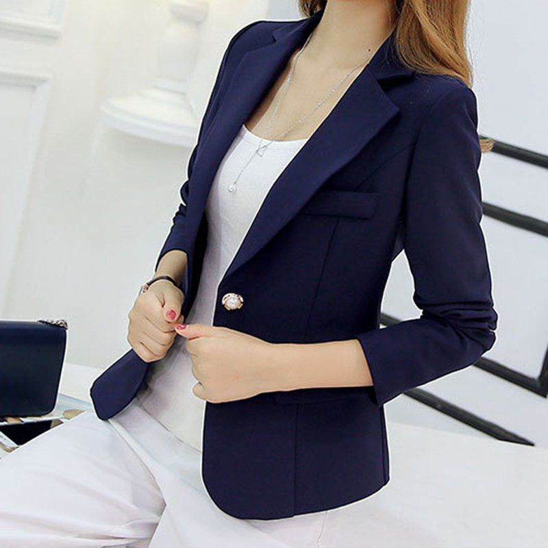 Blazer Nuevas Llegadas 2018 Ladies Blazers Sleeve Largo Business Office Traje Chaquetas Mujer Azul Púrpura Gris Blaser Femme * De 17,48 € | DHgate