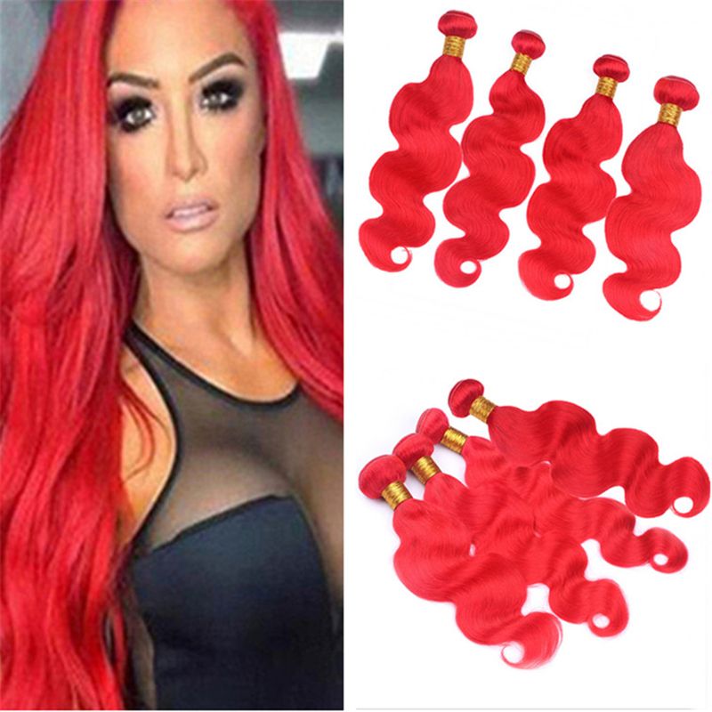 red human hair extensions