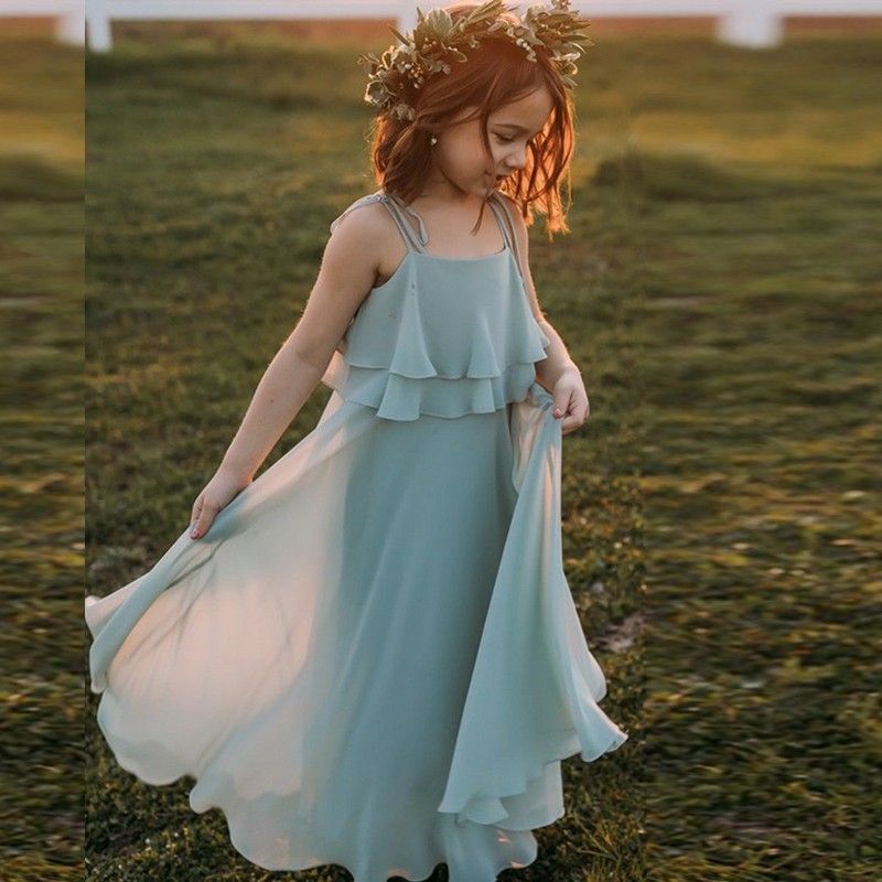 Flower Girl Dress Children Princess Chiffon Maxi Dress Evening Dress Party Dresses 