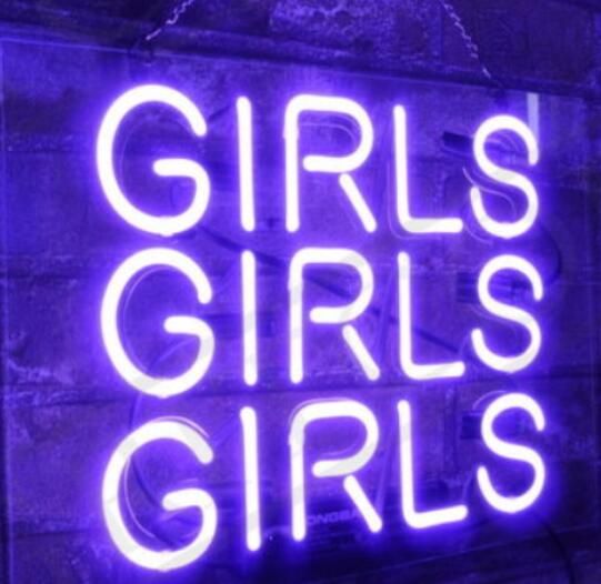 Purple GIRLS GIRLS GIRLS Artwork Beer Neon Sign Boutique Vintage Decor Porcelain 