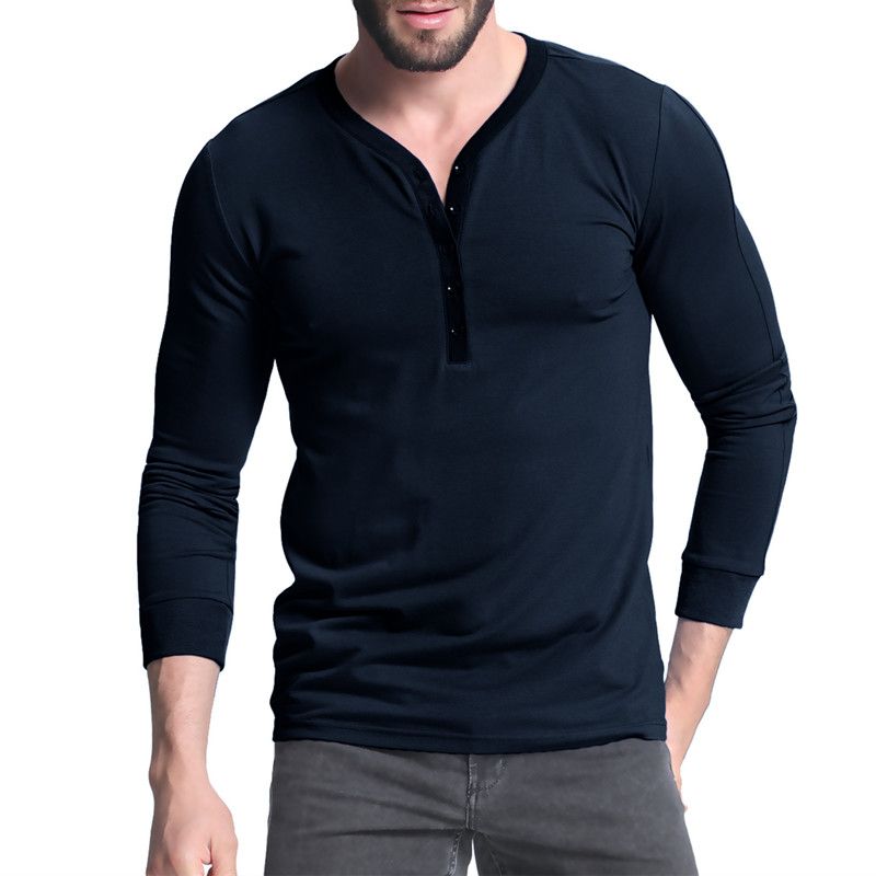 Solid t-shirt manica lunga girocollo con bottoni 21106135
