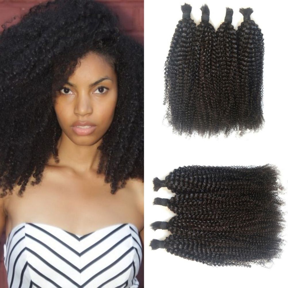 Hair Bulk Mongolian Human Hair 4a 4b 4c Kinky Curly Bulk For Black