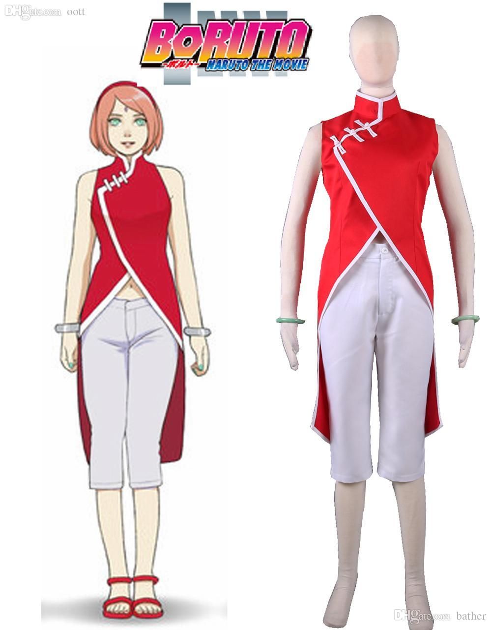L Rouge Naruto Sakura Costumes Cosplay Cheongsam