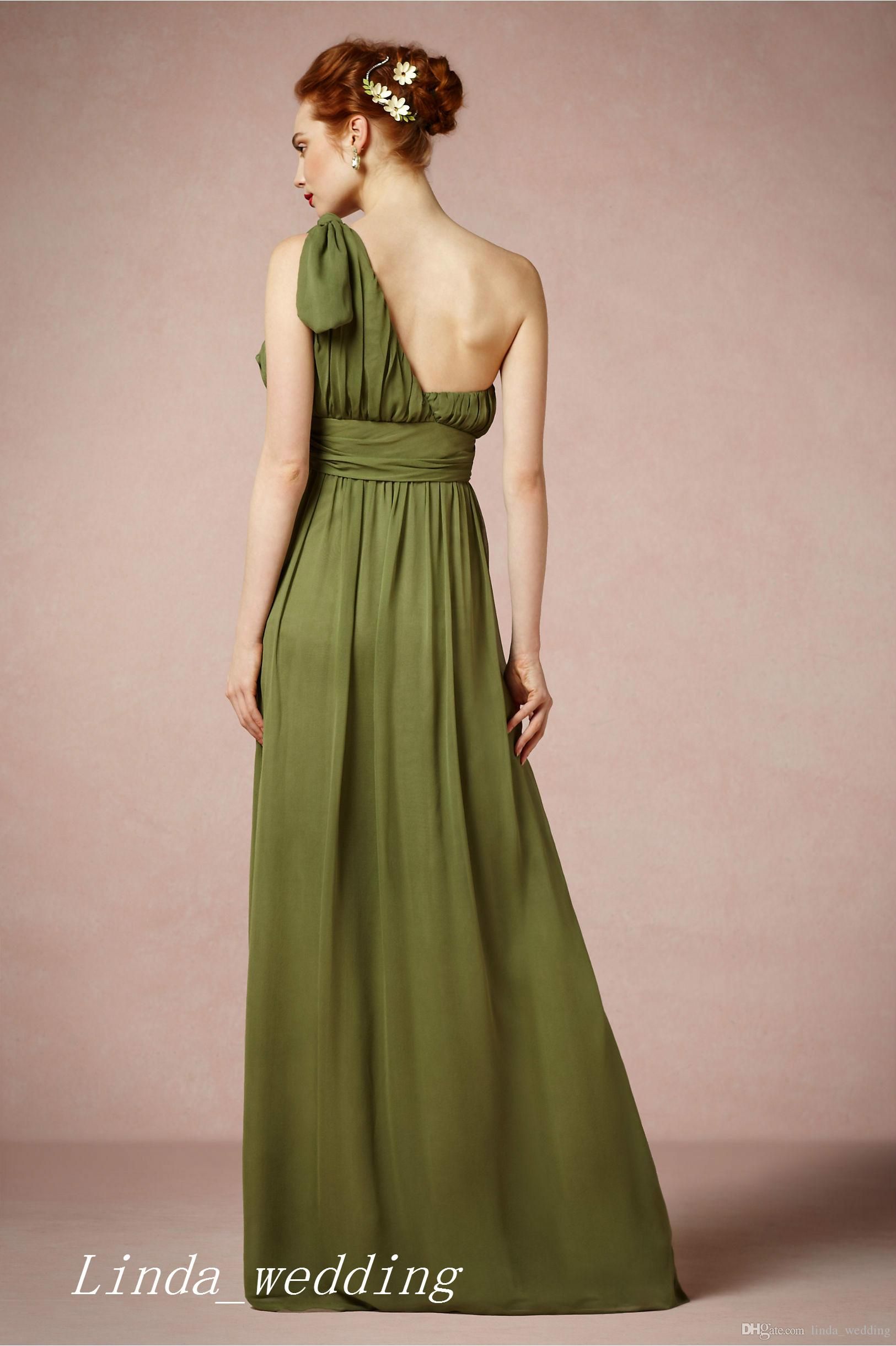 olive green one shoulder dress