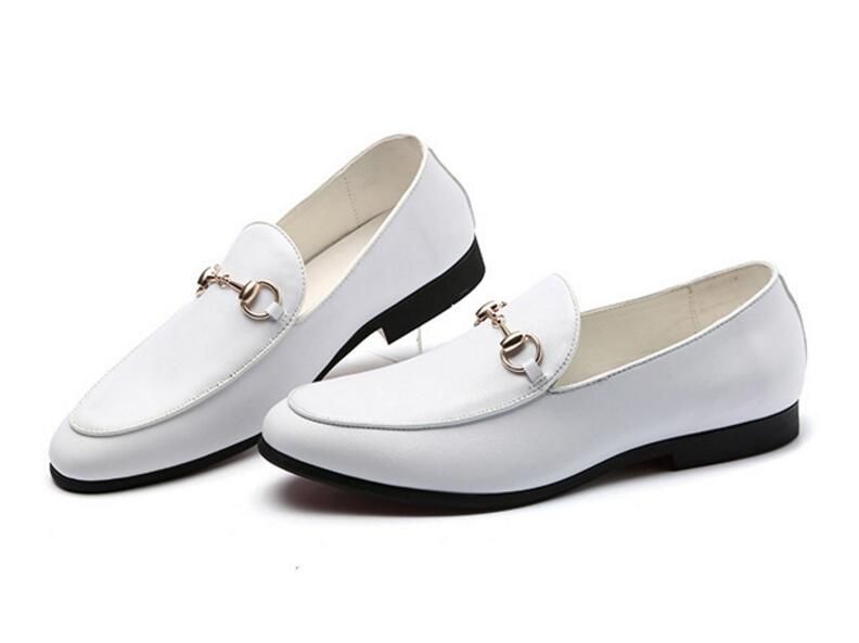 New Men Fashion White Black Pointed Gentleman Shoes Wedding Dress