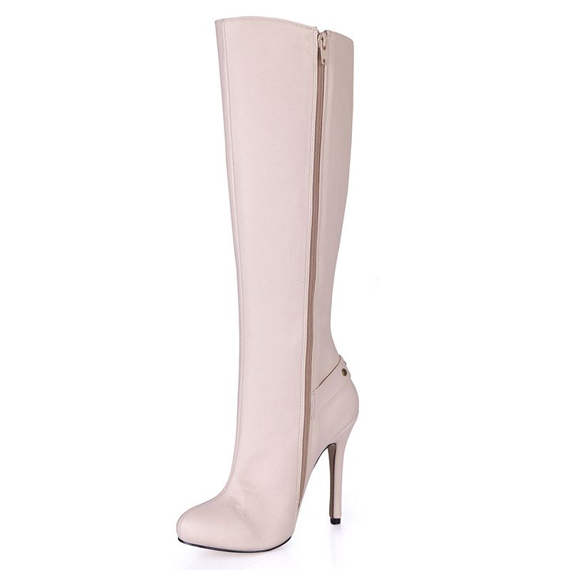 beige knee high boots uk