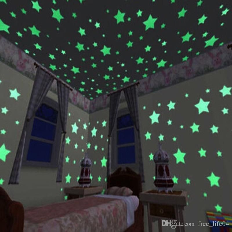 100 Glow in Dark étoiles Lune Papillons dinosaures pack pour murs et plafonds