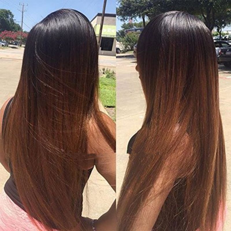 Best Brazilian Human Hair Silk Base Straight Hair Ombre Brown 1b