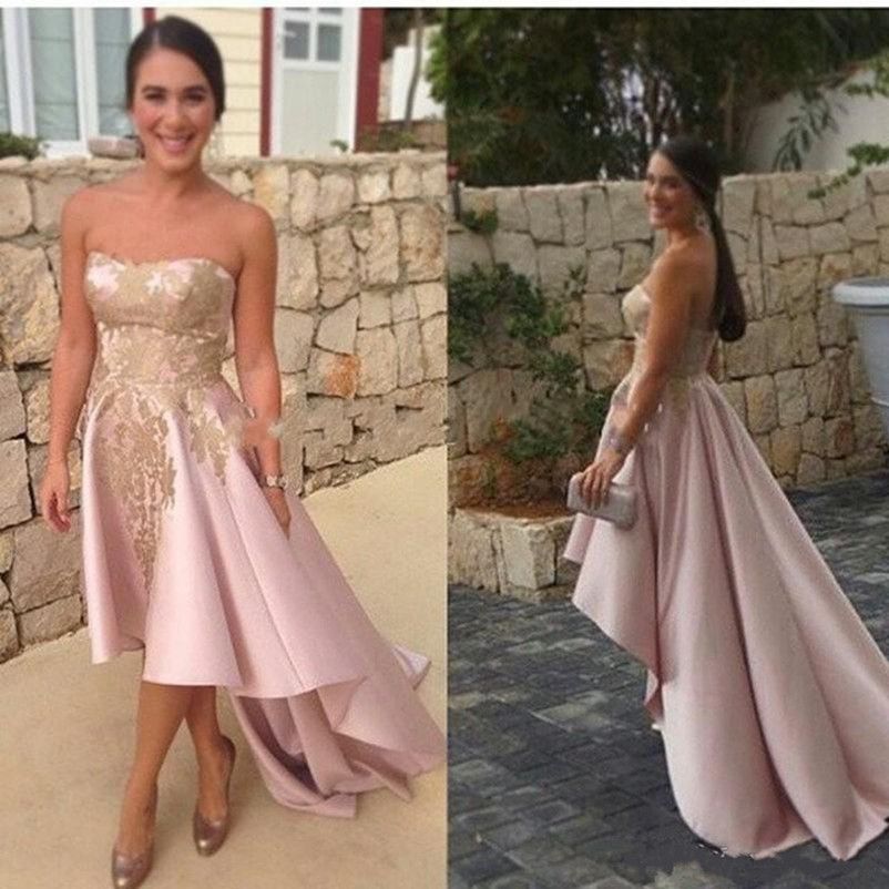 high low rose gold dress