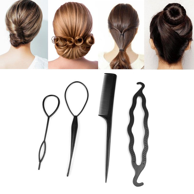 New 4Pcs Hair Twist Styling Clip Stick Bun Maker Braid Tool Comb Hair Accessories free shipping New 4Pcs Hair Twist Styling Clip Stick Bun Maker Braid Tool Comb Hair Accessories free shipping