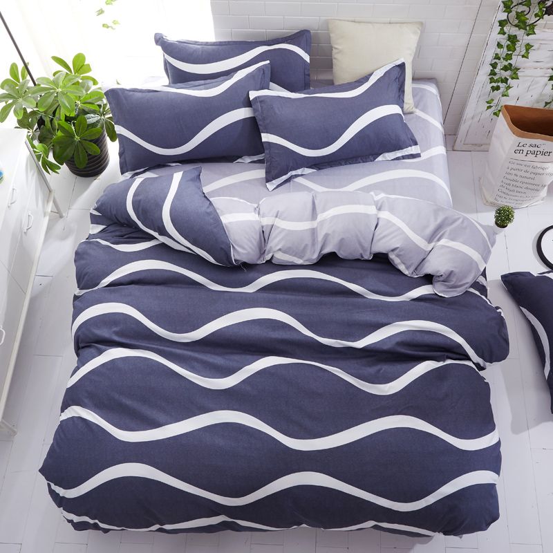 Striped Duvet Cover Quilt Cover Bed Pillow Cases Single Double